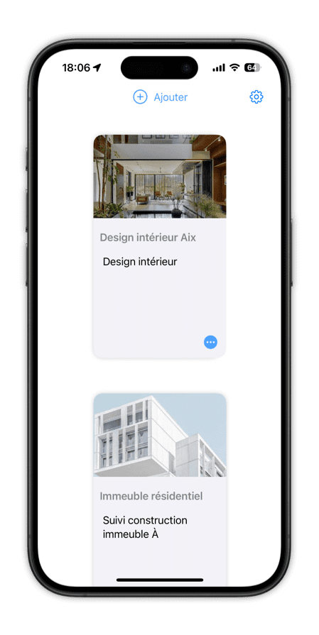 siteworks suivi chantier opr réception app Liste des projets