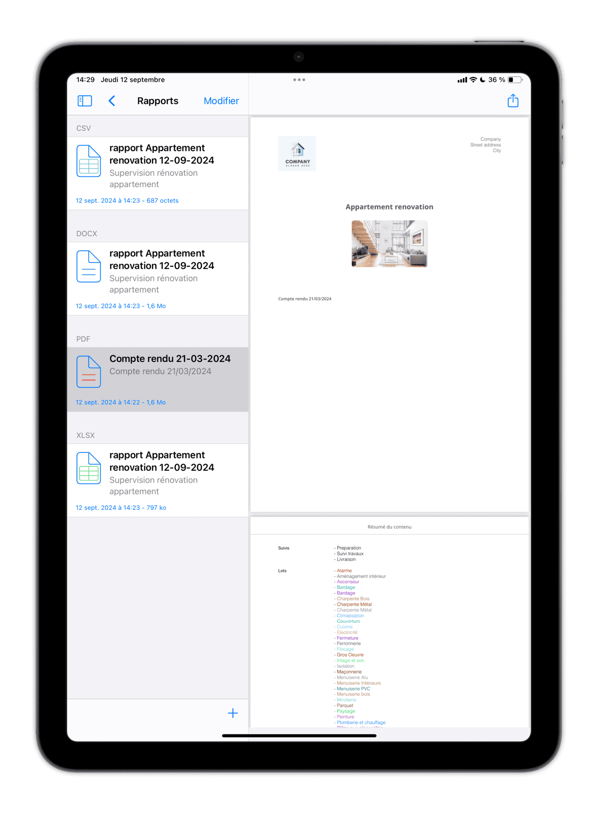 siteworks suivi chantier opr réception app